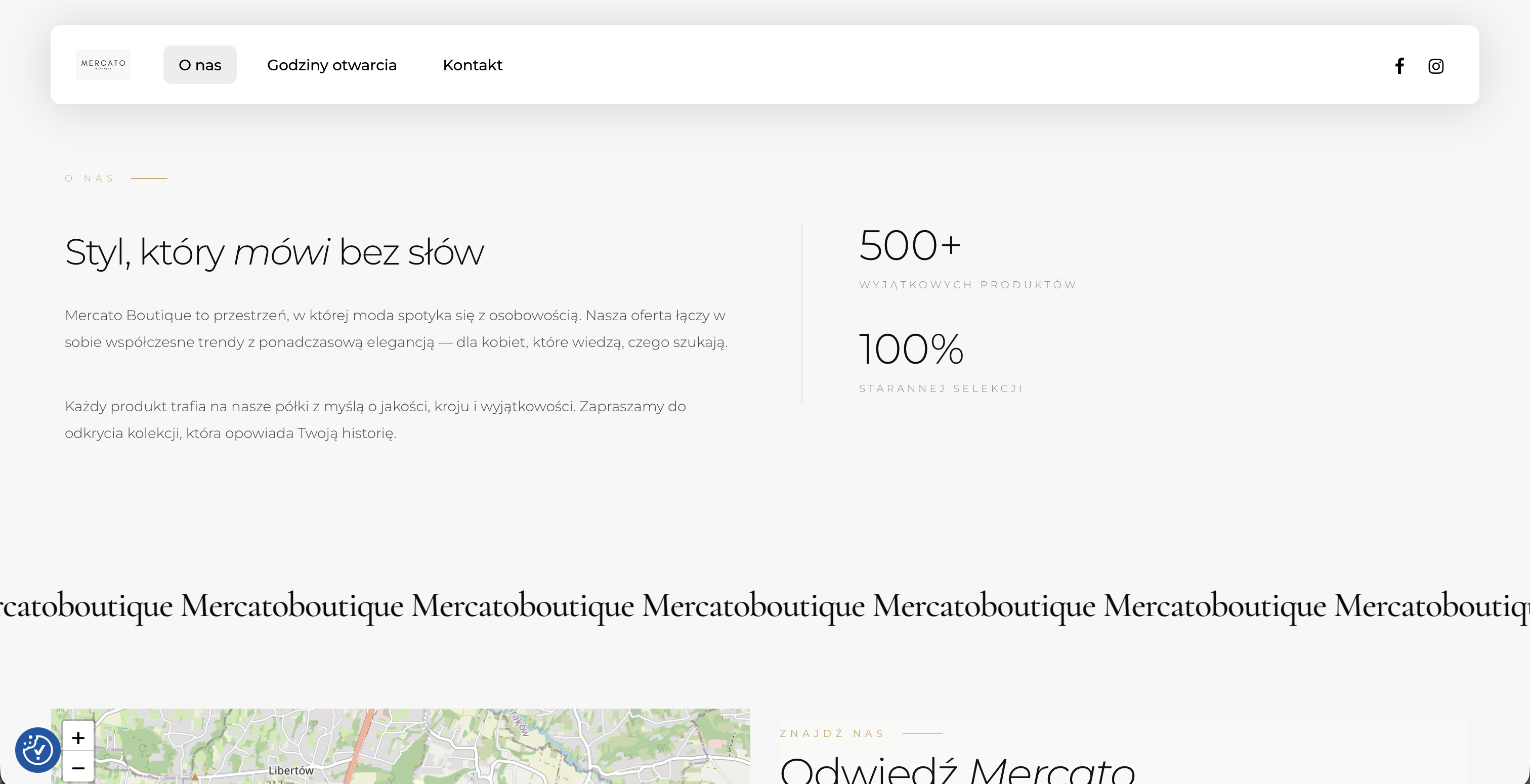 Strona internetowa Mercato Boutique - Butik Odzieżowy w Gaju
